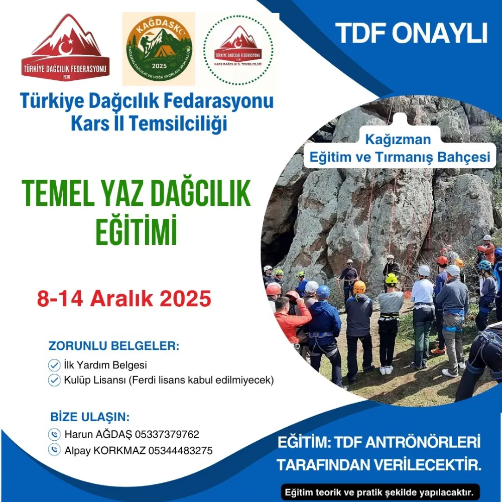 Kars’ta Temel Yaz Dağcılık eğitimi başvuruları başladı