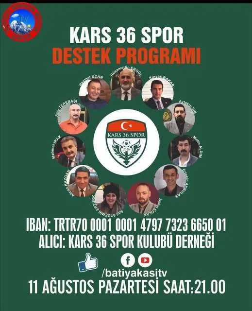 Kars 36 Spor için destek gecesi düzenleniyor.